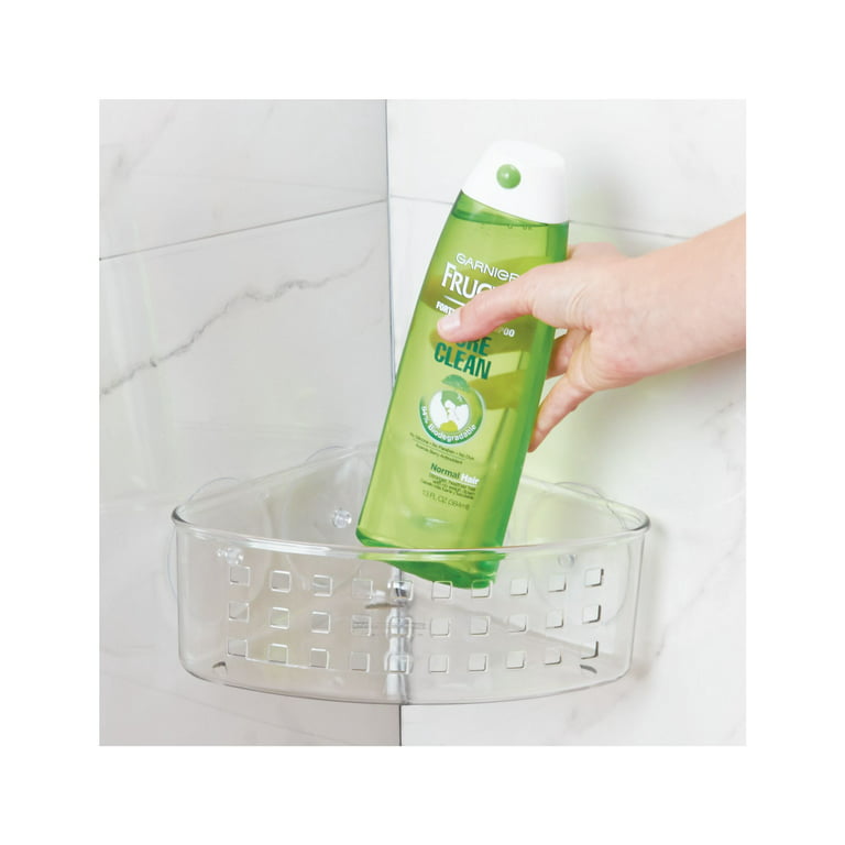 iDesign Plastic Bathroom Suction Holder, Shower Organizer Corner Basket for  Sponges, Scrubbers, Soap, Shampoo, Conditioner, 9 x 7 x 3.5, Clear