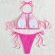 thumbnail image 4 of Conjunto de Bikini de Cintura Alta para Mujeres Color Sólido Sexy Colgantes Ajustables Bikini, Diseño de Corte Alto sin Espalda para Piscina, Playa Y Vacaciones, 4 of 4