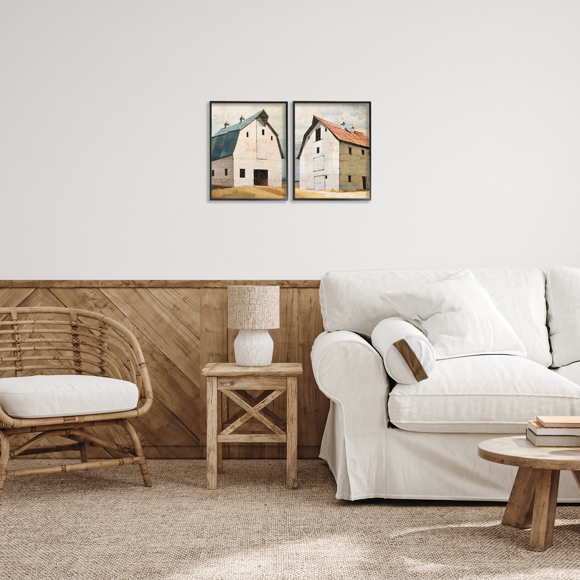 Stupell Industries Rustic Big Barns 2 Piece Black Framed Giclee Art Set, design by Susan Jill