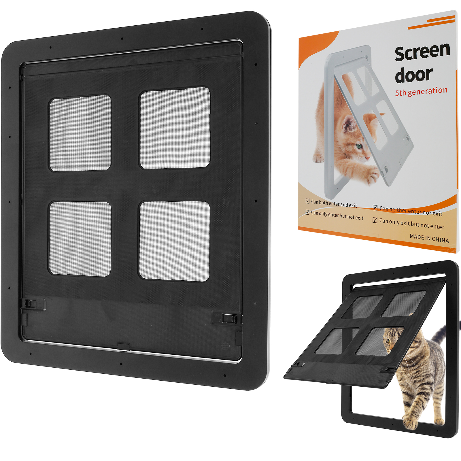 RELAX DREAM Cat Screen Door Plastic Pet Door Lockable Small Dog Door