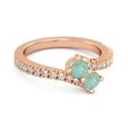 thumbnail image 2 of 0.10 Ctw Emerald 925 Sterling Silver Rose Vermeil Split Shank Embrace Women Valentines Day Gifts Ring, 2 of 3