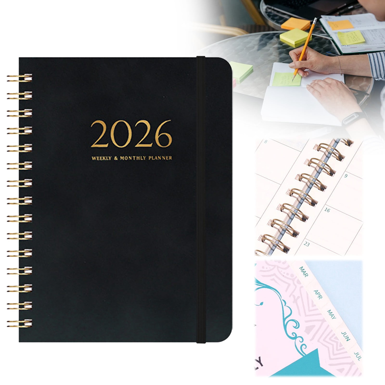 PPKVUFD Daily Planner 2026, Weekly and Monthly Planner, 6.1" x 8.5", for Women, Men, Hardcover