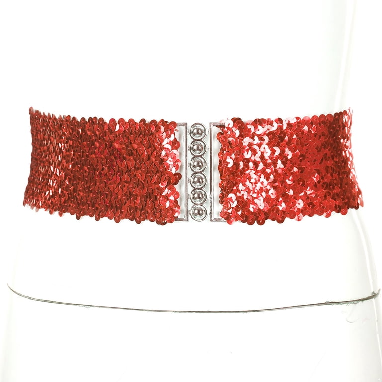 vastwit Sparkle Sequin Waist Belt Widen Elastic Girdle Belt  display picture 2
