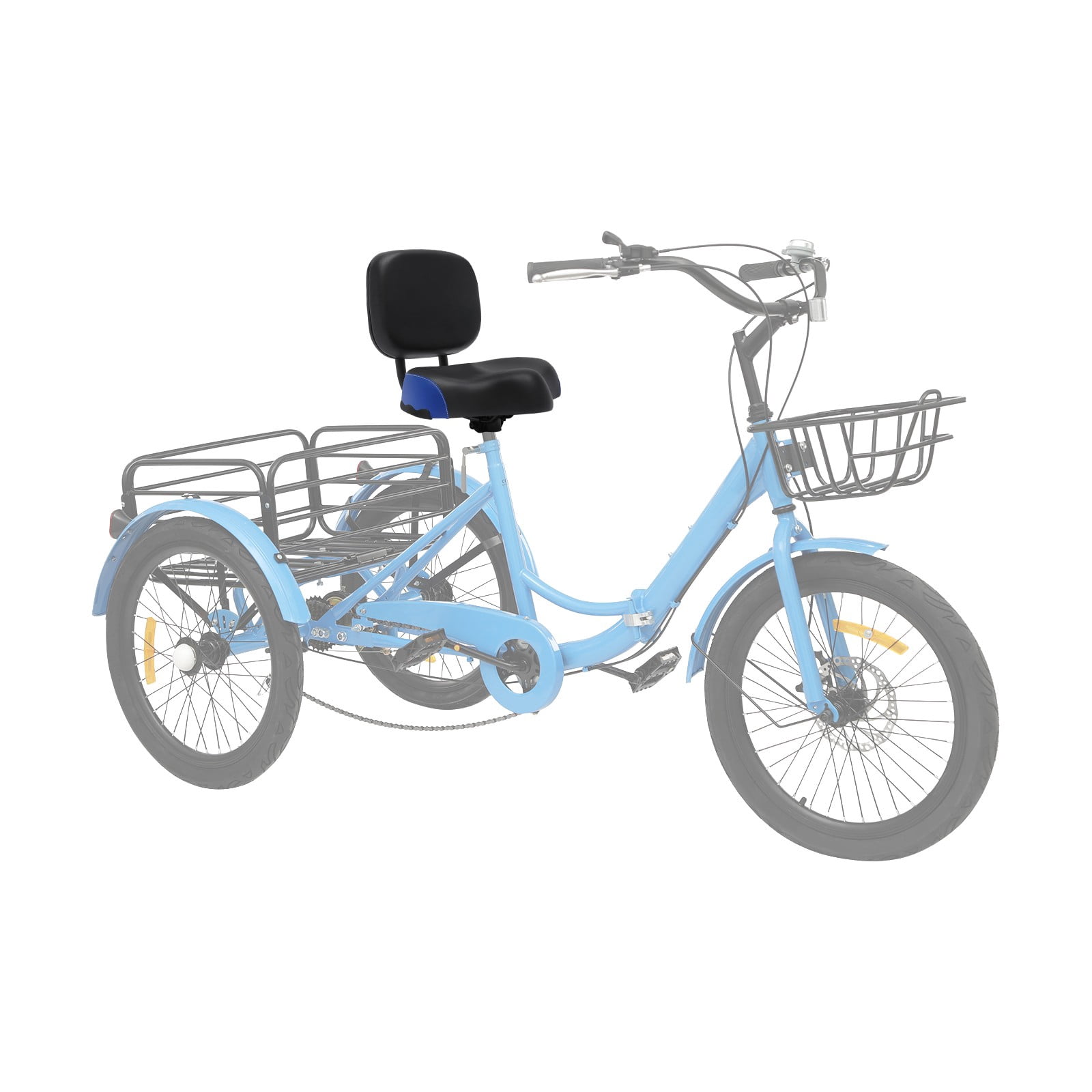 ToppiJoy Electric Universal Bicycle Oversized Tricycle Seat Comfort Electric Bicycle Saddle Soft Seat Pad with PU Leather Back Rest(Black, Blue)