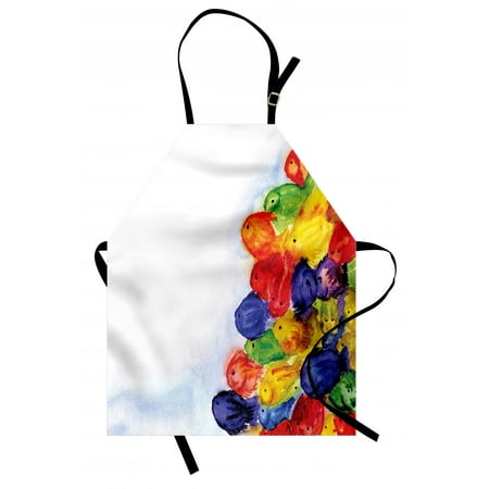 Jetboil Group Cooking System - Watercolor Flower Apron Group of Murky Mix Fish Sea Animals in Dark Motley Abstract Art Image, Unisex Kitchen Bib Apron with Adjustable Neck for Cooking Baking Gardening, Multicolor, by Ambesonne