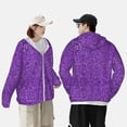 thumbnail image 4 of Fotbe Glitter Purple Chaqueta con Protección Solar UPF 50+ para Hombre y Mujer, Camisa con Capucha y Bolsillos-Large, 4 of 7