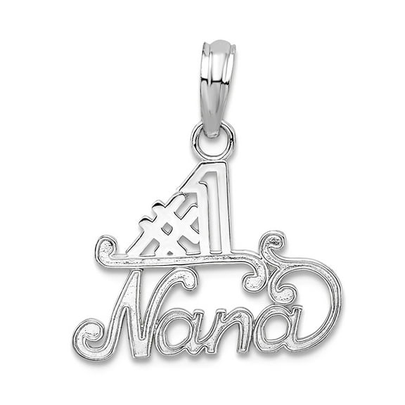 925 Sterling Silver Polished Number 1 Nana Pendant Necklace 13.1mm long Pendant for Women - .7 Grams