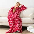 thumbnail image 2 of PAVILIA Wearable Blanket with Sleeves for Adult Women Men, Cozy Fleece Warm Wrap Throw Blanket with Arms, Pocket, Gifts for Christmas, Wife, Red Snowflake, 2 of 8