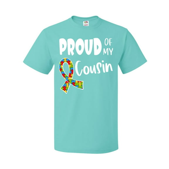 Inktastic Proud of my Cousin Autism Awareness Puzzle Piece Ribbon T-Shirt