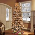 thumbnail image 3 of Puleo International 7.5 Foot Pre-Lit Slim Flocked Fraser Fir Artificial Christmas Tree with 500 UL Listed Clear Lights, 3 of 5