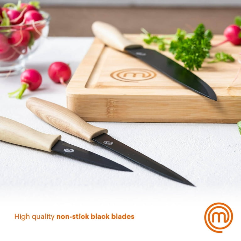 MasterChef Kitchen Knife Set with Covers incl. Paring, Boning, Carving,  Bread, Santoku & Chef Knife, Sharp Cutting Stainless Steel Blades with