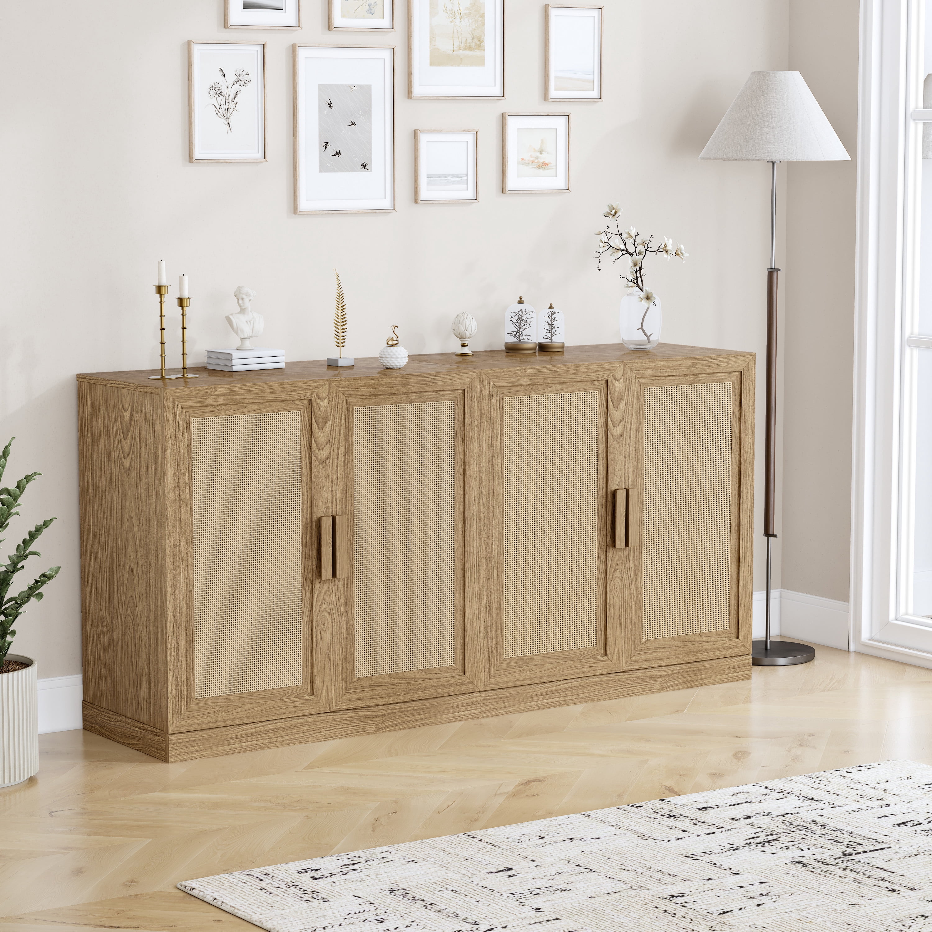 MAYEERTY Entryway Storage Cabinet Wood Accent Cabinet for Living Room,Brown