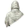 thumbnail image 3 of Halloween Fantasy Shawl, Distressed Medieval Hooded Shawl Accessory Kit, Crinkled Renaissance Cosplay Head Wrap With Viking Pin Leather Belt for Halloween Larp Warrior Costume, Gray One Size, 3 of 3