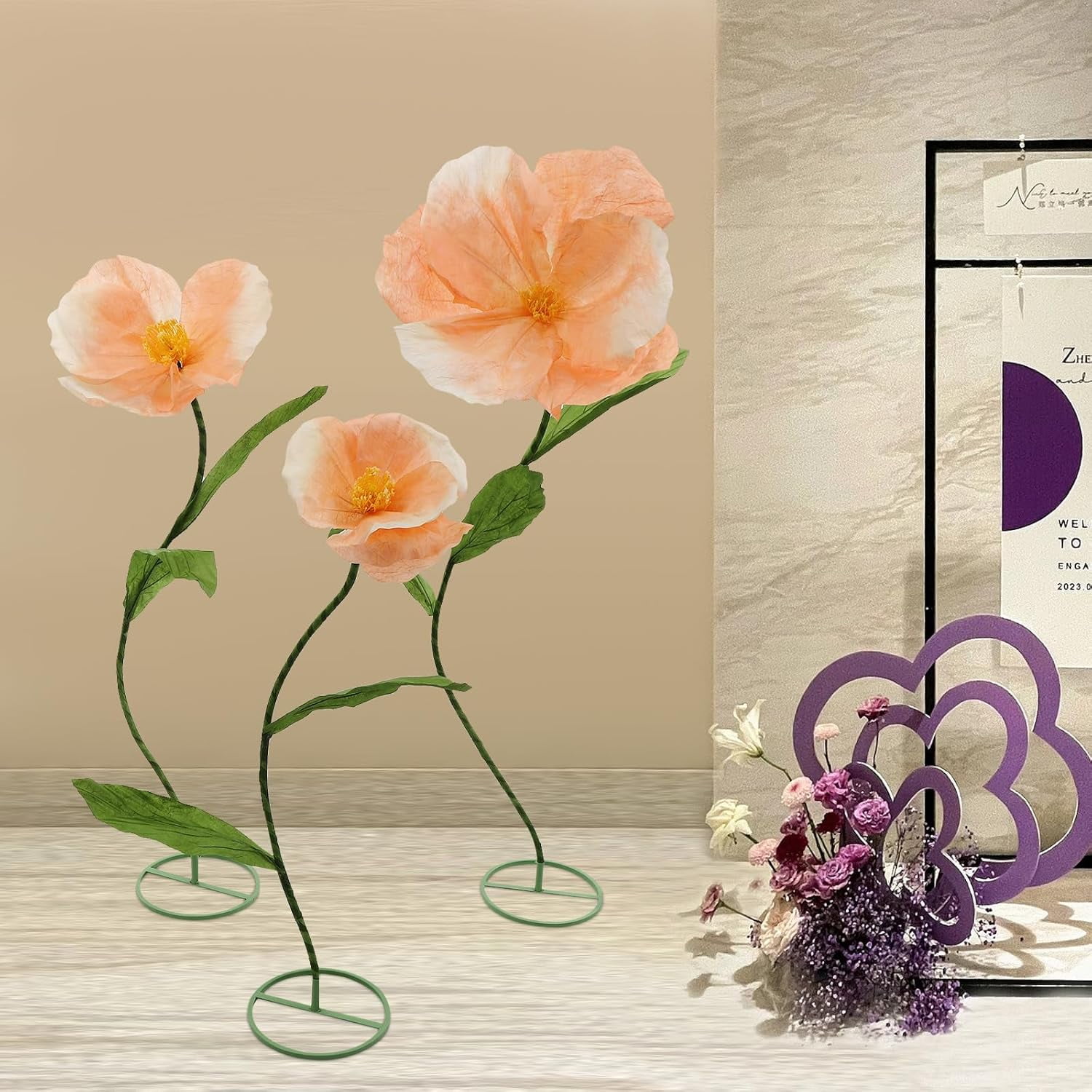 3Pcs Large Artificial Flower Decoration Giant Flowers for Decoration Wedding Reception Essential Decor for Wedding  Party Backdrop