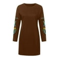 thumbnail image 3 of Patlollav Pntutb Winter Women Sexy Long Sleeve Dress Casual Printed Solid Embroidered Round Neck Long Dresses, 3 of 5