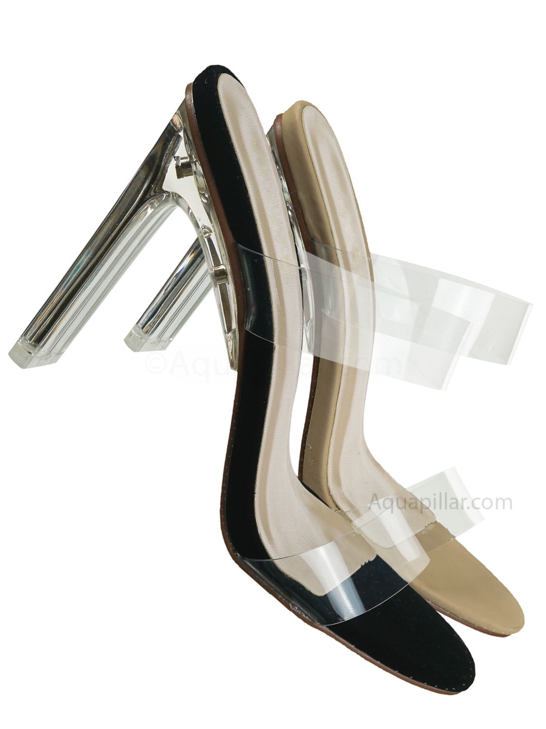 Buy > block heels with clear strap > in stock