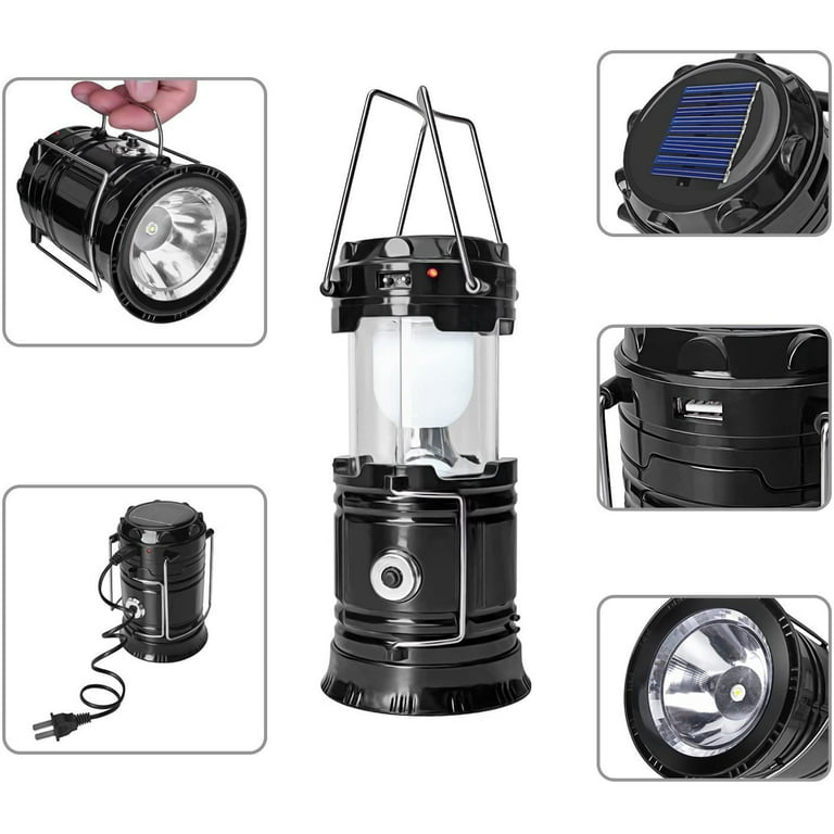 LETMY 2 Pack LED Camping Lantern Rechargeable, Solar Lantern