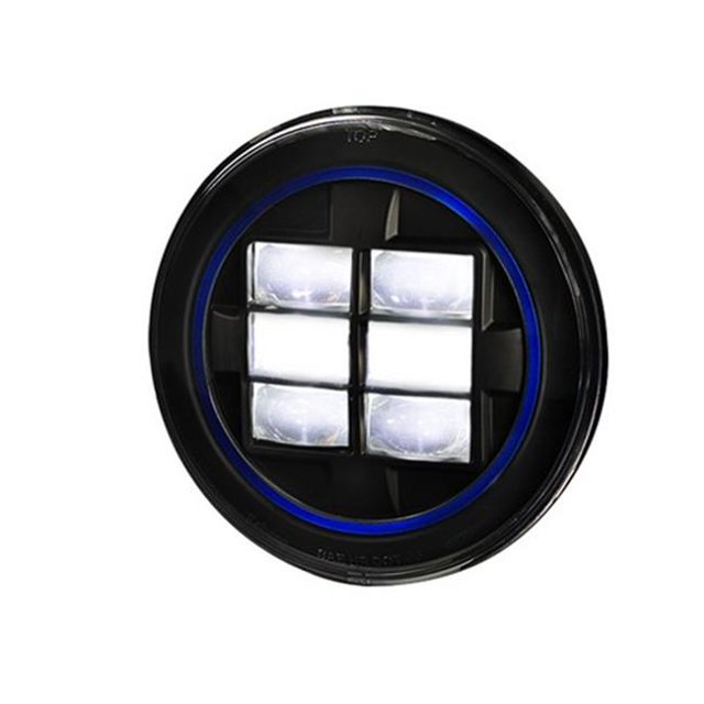 Spec-D Tuning LHP-7RNDJM-H-BL-RS 7 in. Round Halo Projector Headlight for All- Black & Blue