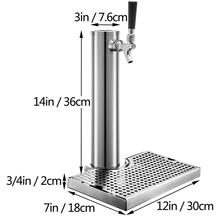 VEVOR Beer Tower 3 in. Dia. Silver Column Stainless Steel Draft