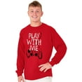 thumbnail image 3 of Play With Me Gamer Funny Nerdy Geeky Men's Big & Tall Long Sleeve Graphic Tee Brisco Brands 2X, 3 of 5