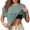L0141 Green, variant on Womens Solid Color Built in Bra T-shirt Tops Short Sleeve Casual Shirts Fitted Basic Round Neck Top