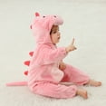 thumbnail image 4 of Luxalzxs Dinosaur Onesies for Kids Infant Toddler Flannel Hooded Romper Jumpsuit Soft Animal Outfit One Piece Snowsuit Halloween Cosplay Costume, 4 of 5