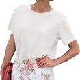 thumbnail image 3 of Summer Short Sleeve Solid Color Casual Women Leisure Basic T Shirt, 3 of 7