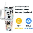 thumbnail image 3 of 40 oz Cat Stainless Steel Tumbler with Handle Straw & Lid Cat Lover Cute Cat Tumbler Cup Travel Coffee Mug Funny Gag Gifts Ideas, 3 of 4