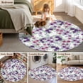 thumbnail image 5 of Round Rug 4Ft Washable Non-Slip, Purple Pink Roses Circle Area Rugs for Living Room Bedroom, Spring Floral Elegant Pastoral Botanical Indoor Floor Mats Carpet Runner for Home Decor Aesthetic, 5 of 8