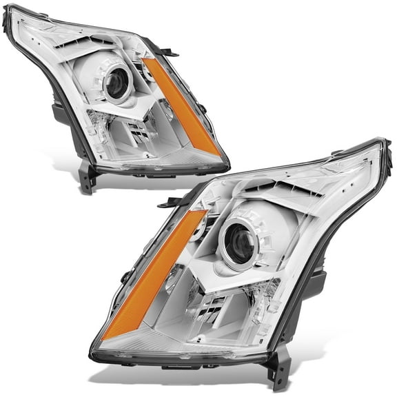 DNA Motoring For 10-16 Cadillac SRX OE Style Projector Headlight Lamps Pair Chrome Amber