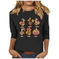 thumbnail image 2 of Inverlee Womens Thanksgiving Shirts Plus Size Turkey Pumpkin Print Tees Comfy 3/4 Sleeve Cotton T-shirts Crewneck Dressy Casual Blouse Tops, 2 of 4