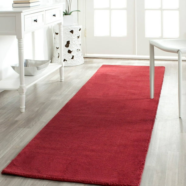 SAFAVIEH Himalaya Rachelle Solid Wool Runner Rug, Red, 2'3" x 8