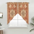 thumbnail image 5 of Orange Boho Kitchen Window Curtains, Swag Curtains Valance for Bedroom Living Room Bathroom, Geometric Antique Tribal Retro Ethnic Rod Pocket Window Treatment Curtain Block Drapes 2 Panels 36"x36", 5 of 9