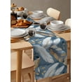 thumbnail image 6 of Gold White Feather Table Runner 72 Inches, Modern Spring Blue Leaf Oil Painting Bed Runner Dresser Scarves Tabletop for Indoor Outdoor Parties/Ceremony/Banquet, 14" x 72", 6 of 8