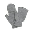Winter Fingerless Gloves with Flap Cover Mitten Gloves, 56_Grey