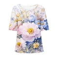 thumbnail image 4 of Tmtolofot Womens Flowers Printed Tshirts,Teens Girls Crew Neck Tops,Loose Fitted Short Sleevse Tees Shirts,Women's Graphic T Shirts,Womens Vintage Trendy Summer Tops Shirts, 4 of 4