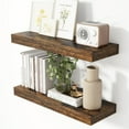 thumbnail image 1 of 24 Inch Floating Shelves for Wall Rustic Brown Shelves Set of 2,Wall Mounted Rustic Wood 8 Inch Deep Floating Shelf with Invisible Brackets for Bedroom Kitchen Living Room, 1 of 8