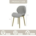 thumbnail image 3 of Modern Minimalist Teddy Velvet Dining Chairs Set of 2 with Sturdy Gold Metal Legs and Comfortable Backrest Design, Suitable for Restaurants, Kitchens, Offices, Grey, 3 of 8