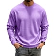 thumbnail image 4 of Men's Waffle Thermal Shirts Textured Underwear Tops, Lightweight Pullover Sweaters, Long Sleeve, Crew Neck Purple S, 4 of 4