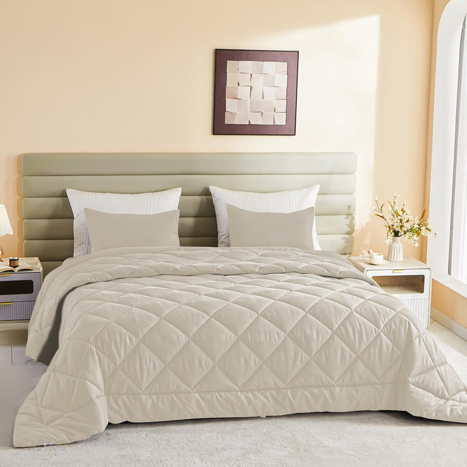128x120 Oversized King Comforter, Extra Large King Size Comforter Oversized, All Season Soft Lightweight Quilt Down Alternative Duvet Insert with 8 Corner Tabs(128x120, Grey)