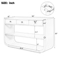 thumbnail image 2 of Harper & Bright Designs Farmhouse Rectangular Console Table with Storage, Narrow Entryway Table with 3 Drawers and 2 Open Shelves, Curved Sofa Table with Solid Wood Base for Living Room, Blue, 2 of 14