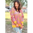thumbnail image 3 of Women's Vitality Orange Abstract Print Baggy Sweater with Ribbed Trim, 3 of 12