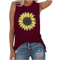 thumbnail image 3 of lcziwo Summer Tank Top for Women Floral Print Fashion Wide Strap Camisole Round Neck Loose Comfortable Undershirt Red XL, 3 of 4