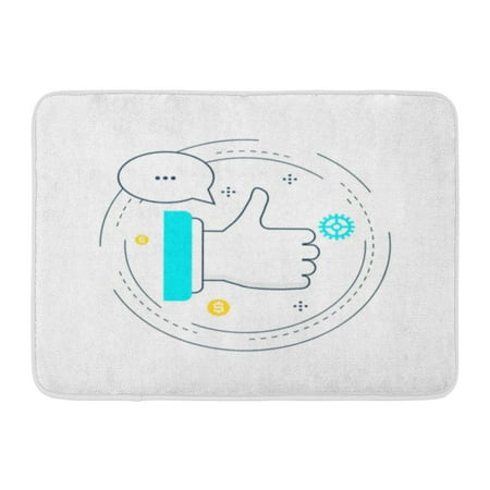 GODPOK Affiliate Thumbs Up Gesture Online Chat Comments Favorites and Recommendation Flat Line Design Apps Rug Doormat Bath Mat 23.6x15.7