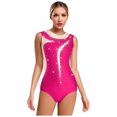 thumbnail image 2 of SiiRoh Women's Gymnastics Leotard One Piece Sleeveless Rhinestones Bodysuit for Ballet Dance Skating Hot Pink S, 2 of 6