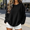 thumbnail image 6 of Tqcoqu Women's Solid Corduroy Crew Neck Sweatshirt, Long Sleeve Oversized Loose Fall Winter Casual Commuter Pullover Top, 6 of 8