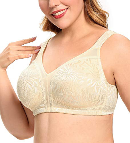 JOATEAY Womens Minimizer Comfort Full Coverage Large Bust Non-Padded Wirefree Plus Size Bra 36B-48G 