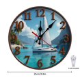 thumbnail image 2 of Sailboat Tropical Wall Clock 10 Inch Silent Non Ticking Round Clock Decoration for Living Room Kitchen Bedroom Bathroom Office Classroom, 2 of 8