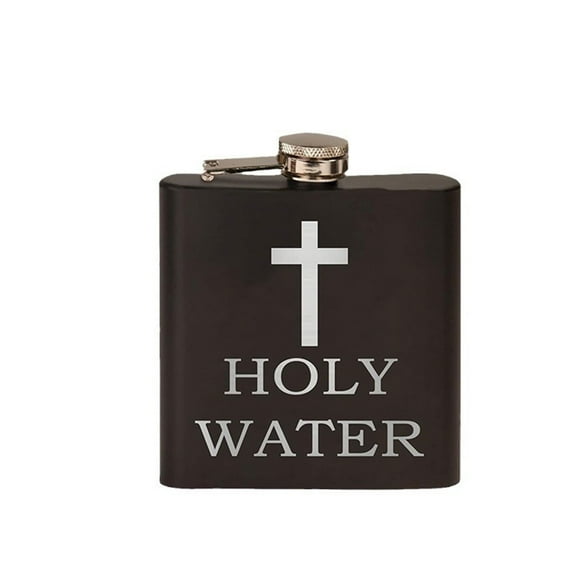 Crossed Pattern Holy Water Flask Bottle In Stainlessed Steel Hip With Screw Top For Outdoor Activity