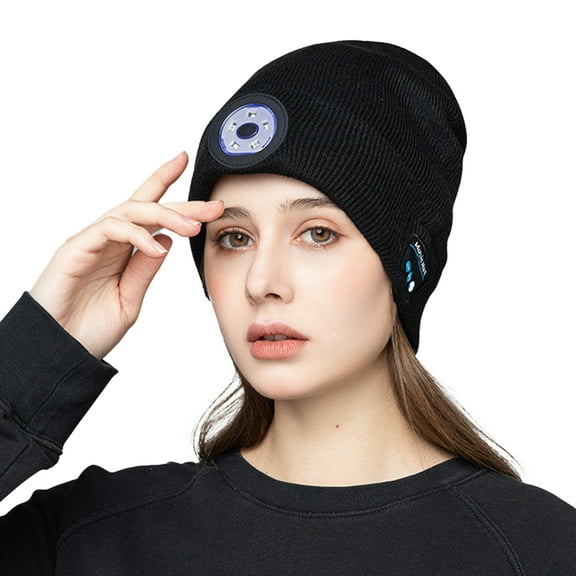 Zukuco Music Beanie Hat Bluetooth Knitted Beanie with LED Winter Warm Hat for Outdoor Skiing Cycling Gifts for Women Men